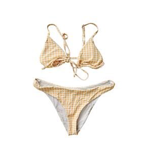 dippin daisys yellow gingham bikini set - size small